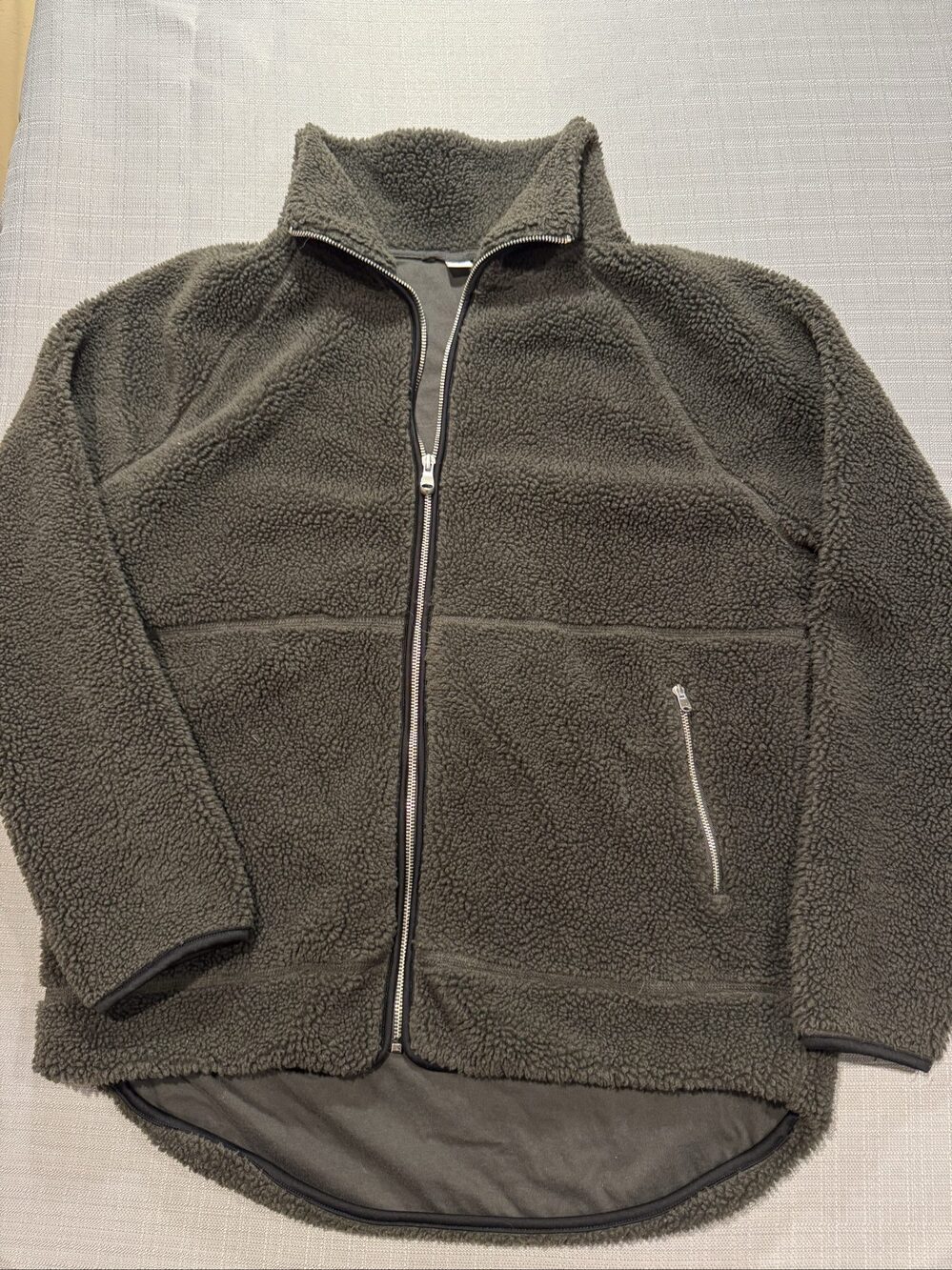Men’s Old Navy Sherpa Fleece Full Zip Jacket – Olive Green – Medium